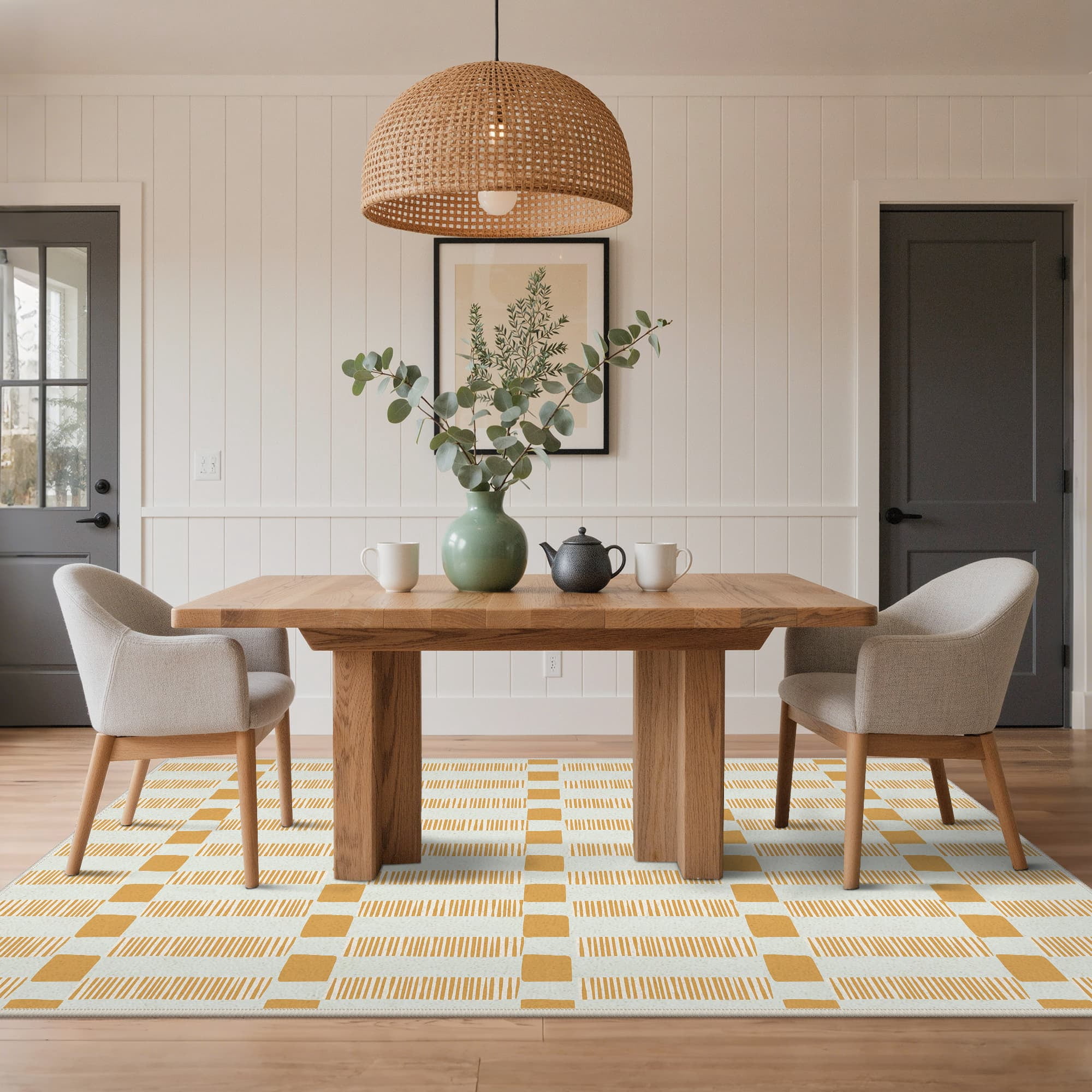 KUETH 5X7 Area Rugs Machine Washable Rugs for Living Room, Non Slip Throw Rug with Backing, Rug for  Bedroom、Kitchen、Floor and Dining Room