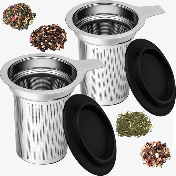 Tea Infuser for Loose Leaf Tea, Loose Leaf Tea Infuser with Handles, Tea Strainer Extra Fine 18/8 Stainless Steel, Tea Strainer for Teapots, Mugs, Cups to Steep Loose Leaf Tea（2 Pack)