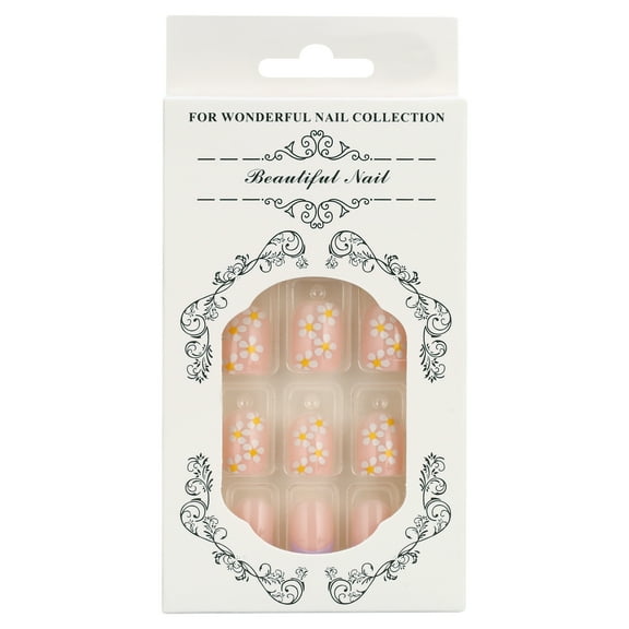 CC HOME Press On Nails - Amber Brown Glossy Long Coffin Nails with Salon UV Finish, Reusable Opaque Nails in 12 Sizes - 24 Nail Kit with Jelly Stickers