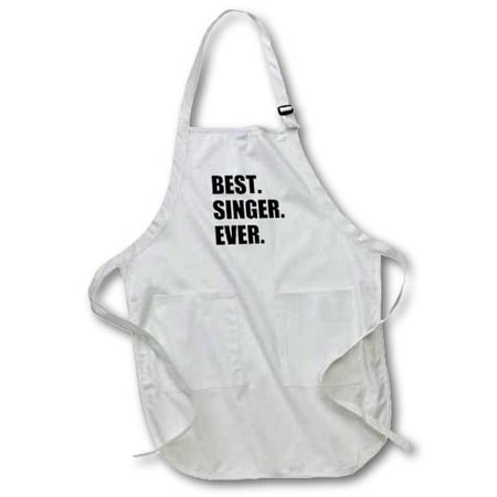 3dRose Best Singer Ever, fun gift for singing appreciation, black text, Medium Length Apron, 22 by 24-inch, With Pouch