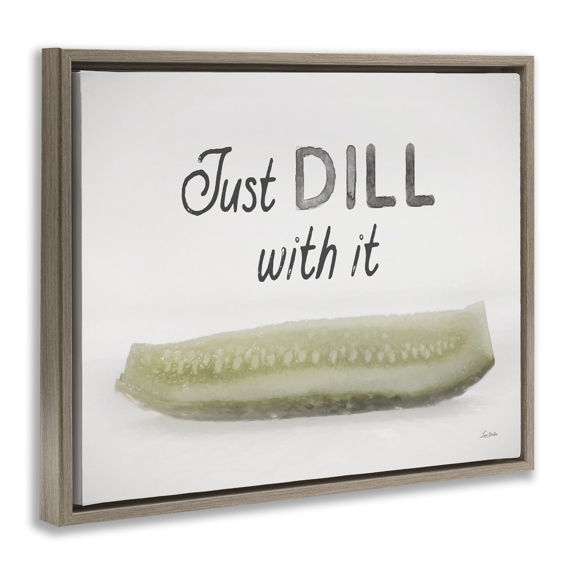 Stupell Industries Just Dill With It Food & Beverage Painting Brown Floater Framed Canvas Art Print Wall Art, 21 x 17