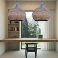 thumbnail image 3 of Arturesthome Blue Rattan Dome Pendant Lights, 3 of 6