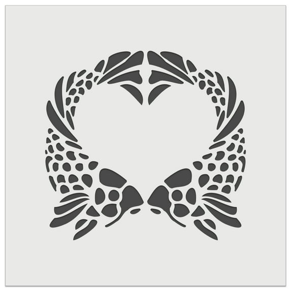 Pair of Fish Love Heart Valentine's Day DIY Cookie Wall Craft Stencil - 9.0 Inch