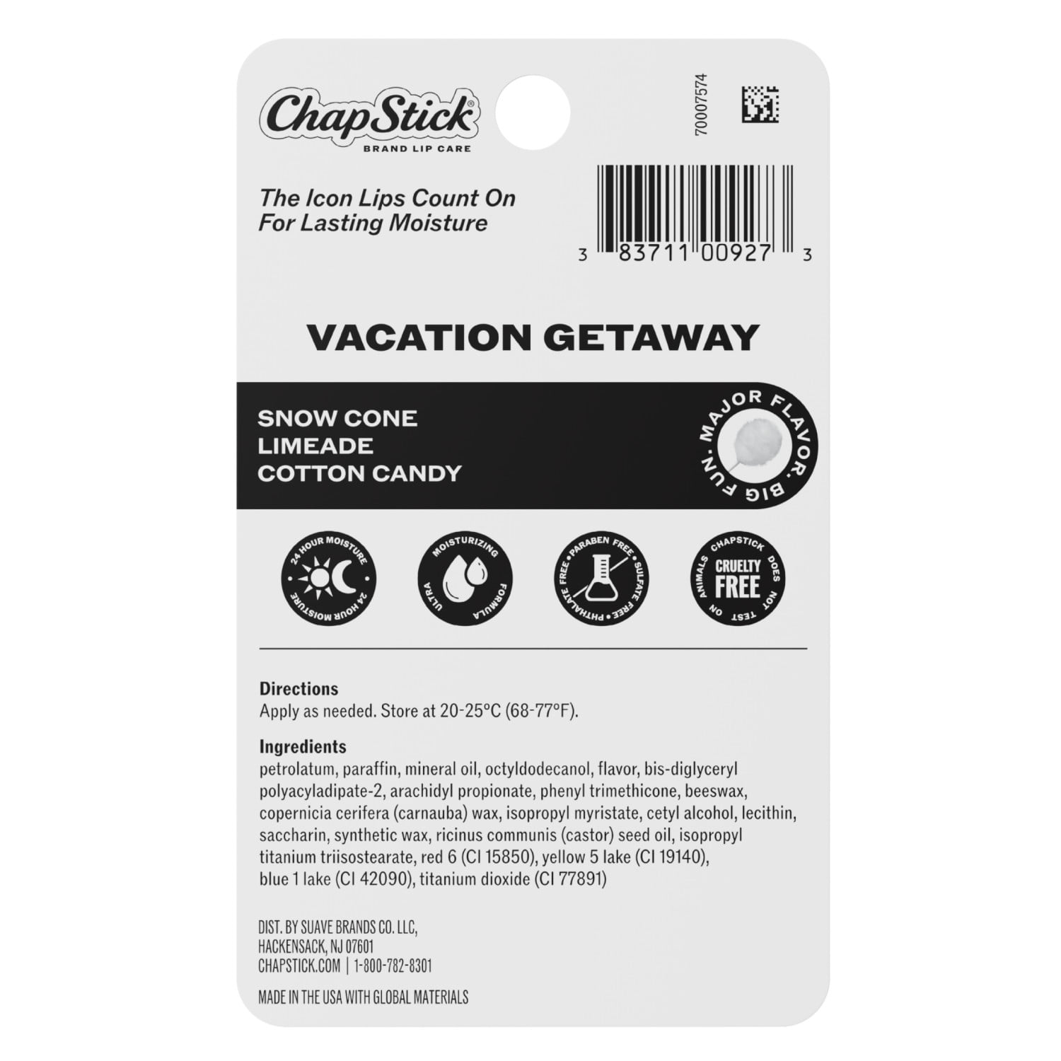 ChapStick Vacation Getaway Flavored Lip Balm Variety Pack, Relieves Dryness, 24 Hour Moisture, Hydrating Lip Balm, 0.15 oz Each