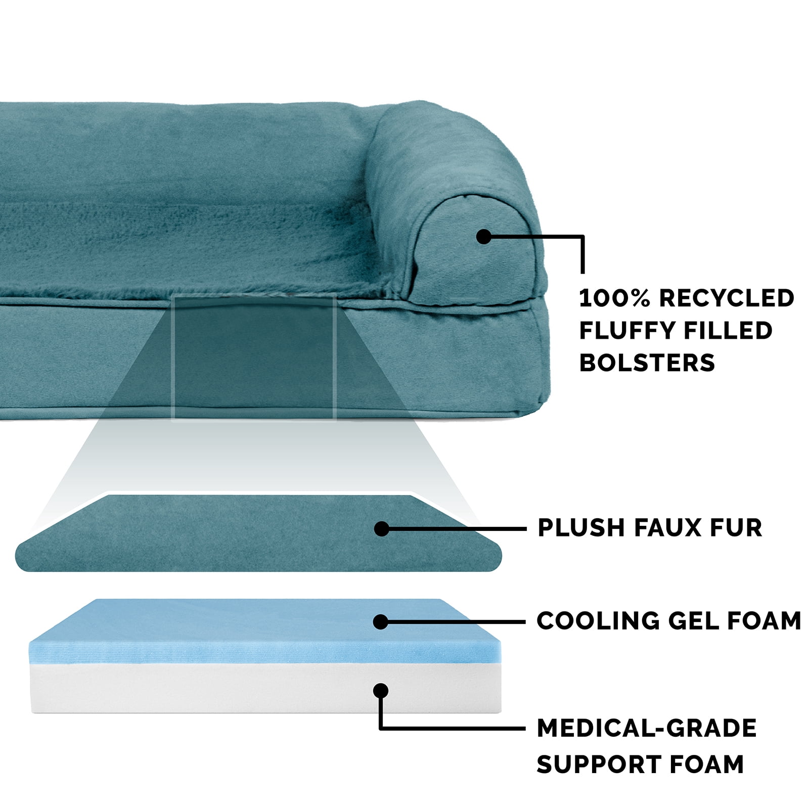FurHaven Plush & Suede Cooling Gel Foam Top Sofa Pet Bed for Dogs & Cats - Deep Pool, Medium