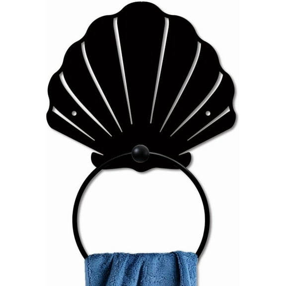 Shell Metal Towel Ring Sea Creature Hand Towel Holder Ocean Shell Bath Towel Ring Metal Wall Mounted Towel Rack for Kitchen Home Hanging Gifts Summer Party Decoration Colorful DIY