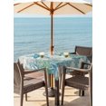 thumbnail image 2 of Outdoor Tablecloth with Umbrella Hole & Zipper, Blue Teal Starfish Coastal Square Tablecloth 60x60 Inch, Summer Beach Ocean Nautical Coral Patio Table Cover Waterproof Table Cloth for Picnic/Party, 2 of 7