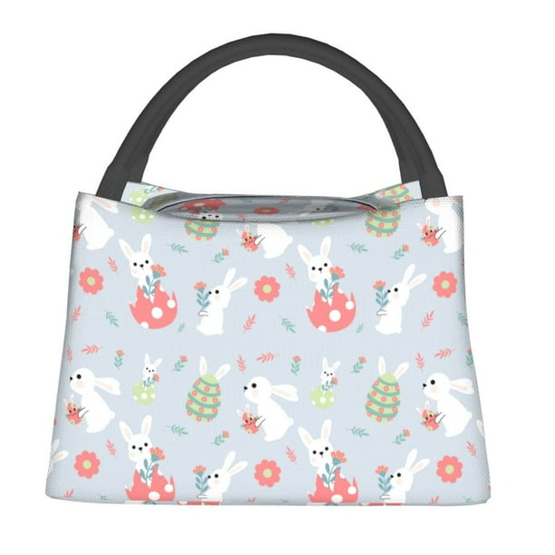 Fotbe Bunny cartoon with easter Bolsa Térmica Portátil con Estampado, Bolsa de Entrega de Alimentos Aislada, Bolsa Reutilizable de Gran Capacidad para Comidas y Supermercado