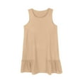 thumbnail image 6 of Efsteb Summer Dress for Girls Round Neck Casual Sleeveless Dress with Pocket Fashion Solid Loose Beach Dresses (Khaki,7-8 Years), 6 of 8