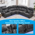 thumbnail image 6 of Power Recliner Sofa Sets with Speaker for Living Room Gray Faux Leather Electric Home Theater Seating Reclining Sofa with Console Storage,LED Lights,USB Port,Cup Holders, 6 of 6