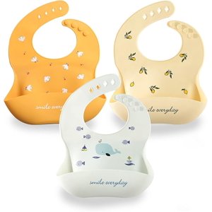 Baby Bibs Silicone Feeding Bibs Baby Bibs Silicone Bibs 3pcs for Feeding and Adjustable Waterproof Bibs
