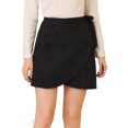thumbnail image 1 of INSPIRE CHIC Minifalda corta cruzada con lazo en la cintura y ante sintético para mujer Negro XS, 1 of 6