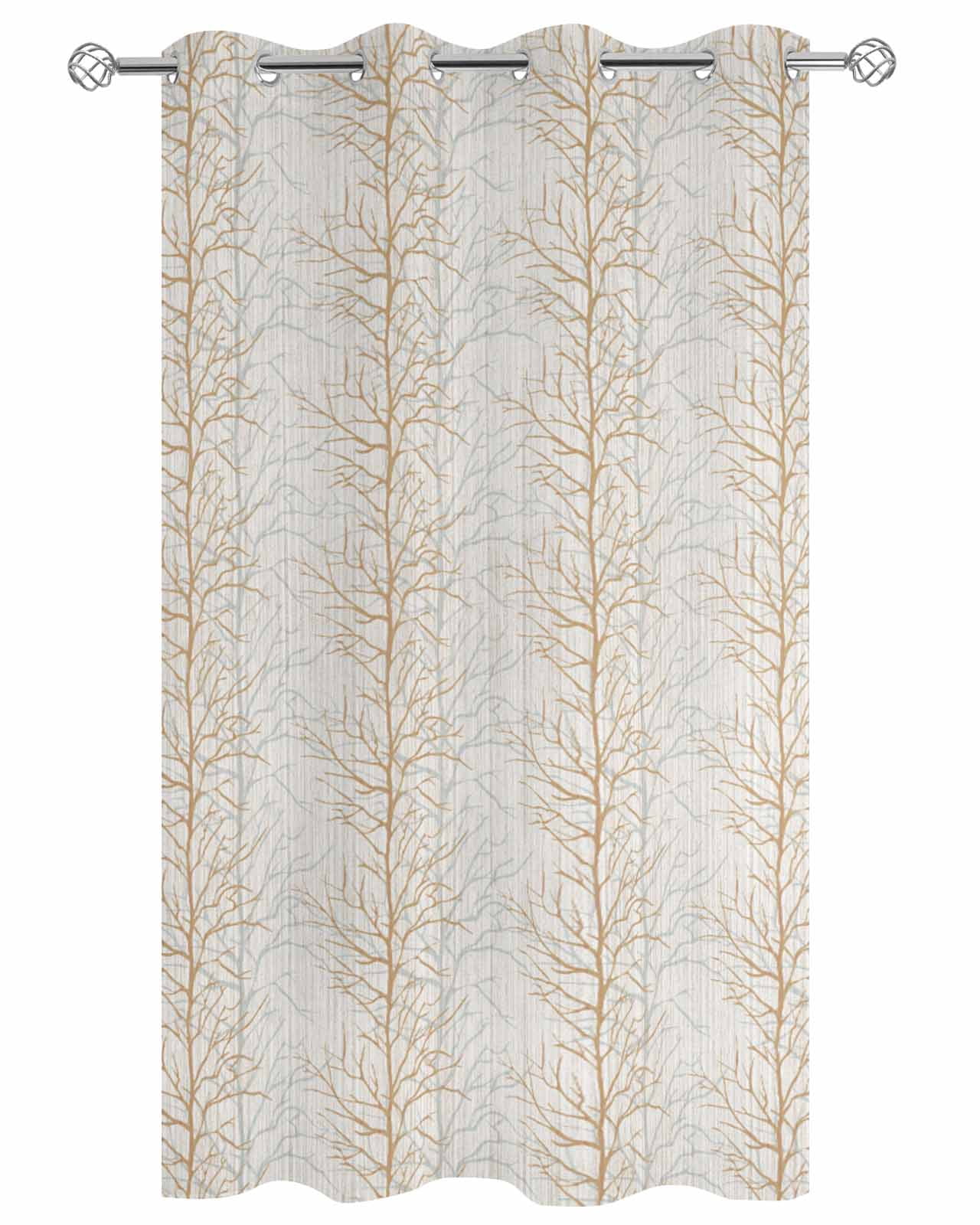 Outdoor Curtains for Patio, Brown Botanical Waterproof Blackout Outside Curtain for Porch/Pergola/Gazebo, Farmhouse Spring Summer Branch Thermal Insulated Drapes for Cabana, 1 Panel, 54 x 95 Inch