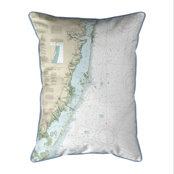 Betsy Drake HJ12323 16 x 20 in. Long Beach, NJ Nautical Map Large Corded Indoor & Outdoor Pillow