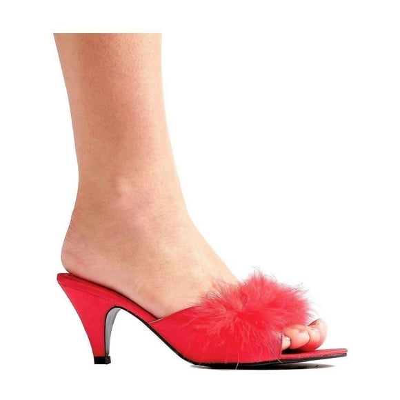 Ellie Shoes E-Phoebe 2 Heel Satin Maribou Slippers White / 11