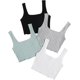 thumbnail image 1 of 4 piezas de cuello cuadrado sin mangas con ribete de volantes para mujer Multi color M Multi color M Xishao ropa, 1 of 2
