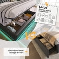 thumbnail image 6 of King Size Upholstered Bed with 360 Surround LED Function, PU Leather Bed Frame with Buttons/Apps/Remote Control, Hydraulic Storage Bed with Charging, Black (Without Mattress), 6 of 8