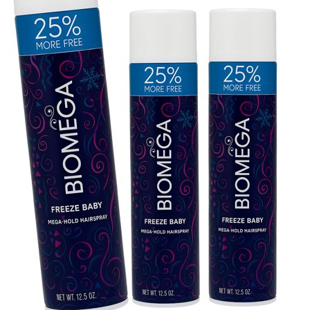 Biomega Freeze Baby Mega Hold Hairspray 12.5 oz - Pack of 3