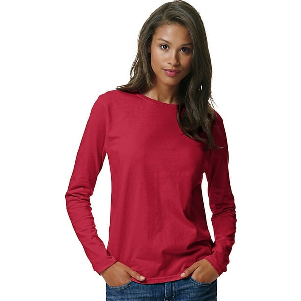 Hanes - Hanes Women's Long-Sleeve T-Shirt, Deep Red - 2XL - Walmart.com ...