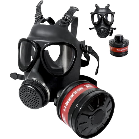 XINBTK Full Face Respirator Reusable Gas Mask, Survival Nuclear and Chemical Gas Masks with 40mm Activated Carbon Filter Dust Mask Against Vapor, Chemical, Gas for Painting, Spray,Sanding