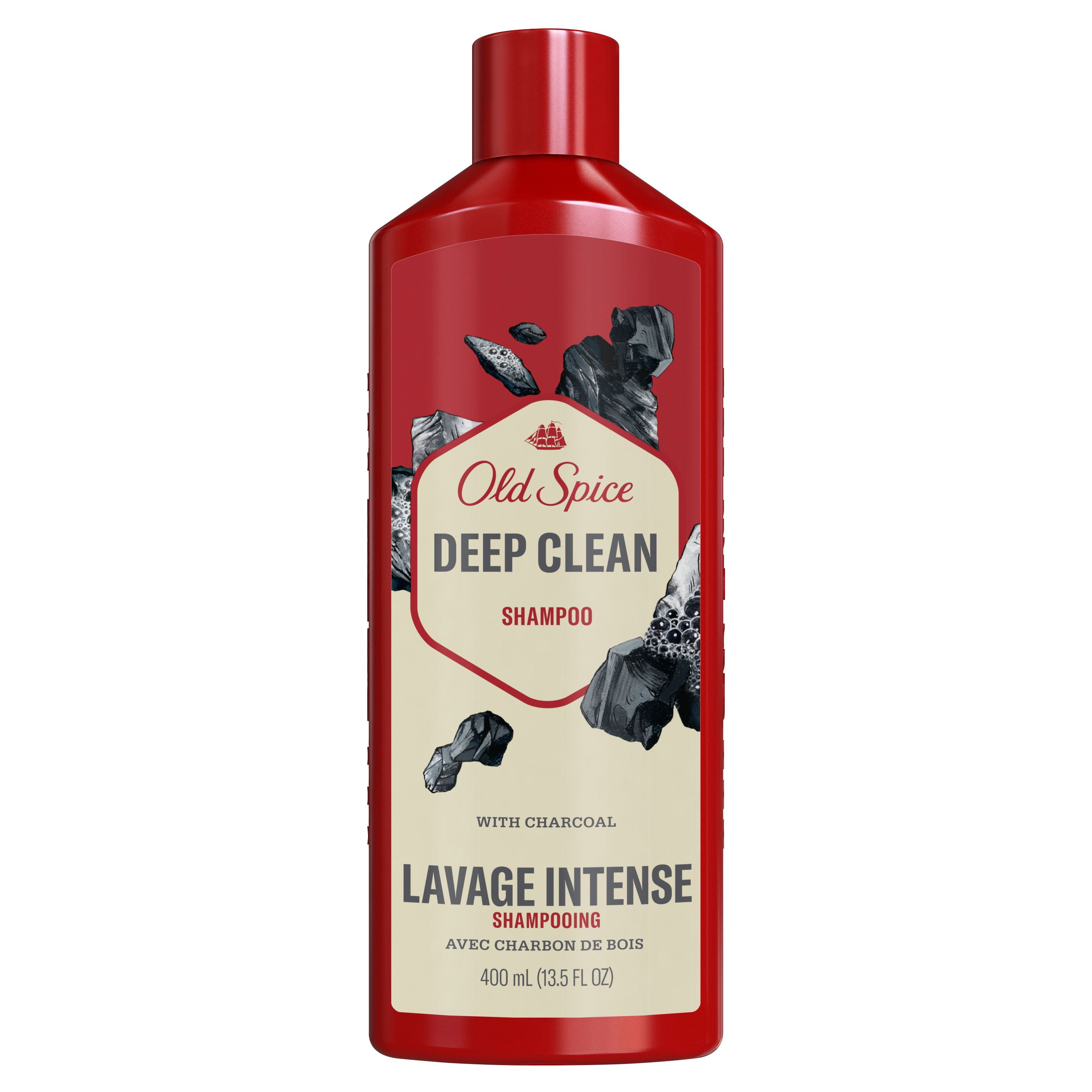 Old Spice Deep Clean Shampoo for Men with Charcoal, Fresh and Clean Scent, Removes Built Up Dirt and Oil, 400ML