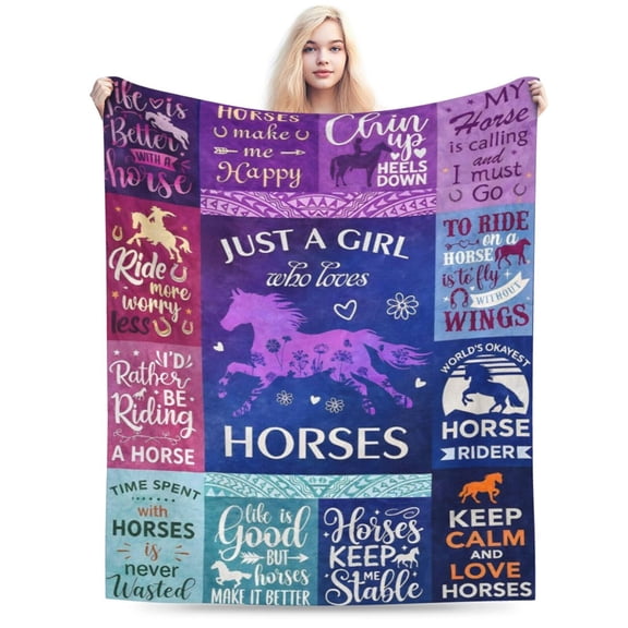 Horse Gifts for Women, Just A Girl Who Loves Horses Blanket, Horse Lovers Christmas Birthday Gifts 50x40