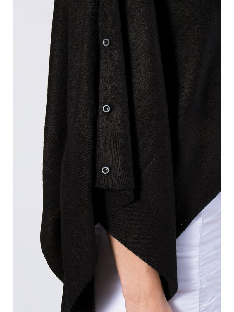 Simply Noelle Soft Versatile Acrylic Button Wrap Shawl, Black