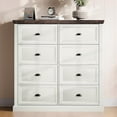 thumbnail image 3 of LUXOAK 42" Dresser for Bedroom, 8-Drawer Farmhouse Dresser, Living Room Storage, Rustic White, 3 of 6