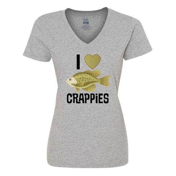 Inktastic Crappie Fishing I Love Crappies Women's V-Neck T-Shirt
