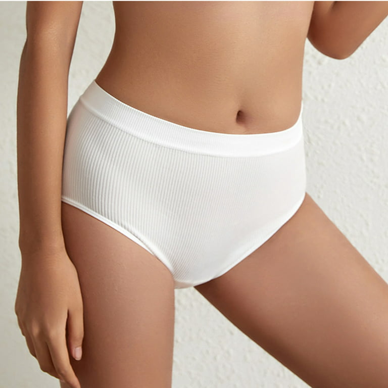 CLZOUD Sweat Proof Underwear for Women White Nylon/Nylon Women's Threaded  Cotton File Seamless Large Size Mid Waist Brazilian Student Briefs Pack