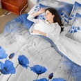 thumbnail image 4 of Homewish Boys Girls Blue Flowers Bedding Comforter Set 7 Pieces,Abstract Vintage Full Bedding Set Lightweight,Spring Garden Fitted Sheet Flat Sheet,Microfiber Bedroom Decor,Reversible, 4 of 8