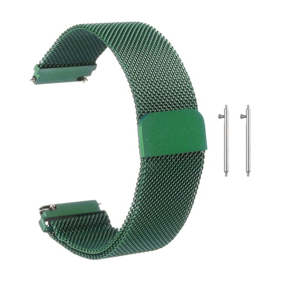 Uxcell Stainless Steel Mesh Watch Band 20mm Quick Release Metal Replacement Watch Strap with Magnetic Buckle for Men Women, Dark Green