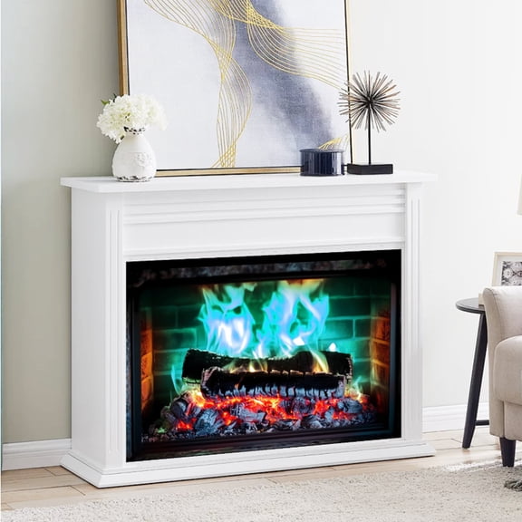 Fireplace Decals 3D Effect Wall Stickers 20.4"x14.5" Living Room Bedroom Background Wall Art Decor Removable Self Adhesive Vinyl Peel and Stick