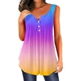 thumbnail image 1 of Playeras,Blusas y Tops,Ropa para Mujer Loose Tank Tops Para Las Mujeres Top de chaleco estampado degradado con cuello en V y botón simple informal de verano para mujer (Purple, L), 1 of 3