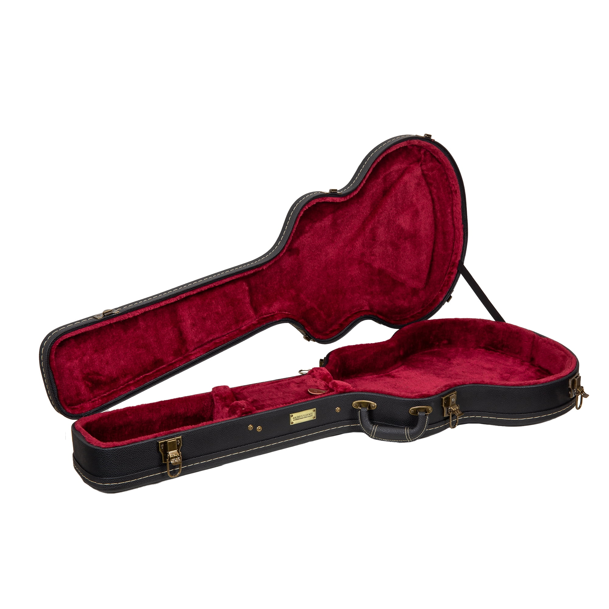 Crossrock Wooden Guitar Case -Fits 335 Style 6 Strings Semi-Hollow Electric Guitars -Vintage Hardware, Sponge Lining, Metal Feet, Storage Space-Black