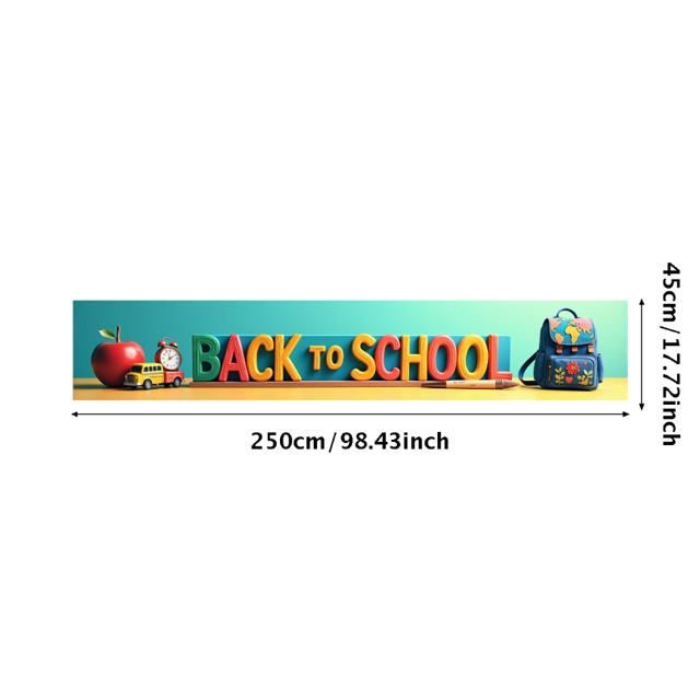 Colorful Back to School Banner with Apple Alarm Clock and Backpack Elements Backdrop for Classroom Decorations School Party Photography Props Supplies