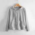 thumbnail image 2 of AJHSAKLt Zip Up Hoodie Women Casual Solid Long Sleeve Zipper Pocket Shirt Hooded Sweatshirt Tops Hoodies For Women Grey, 2 of 4