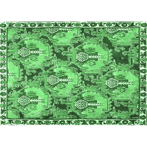 Ahgly Company Indoor Rectangle Animal Emerald Green Traditional Area Rugs, 5' x 7'