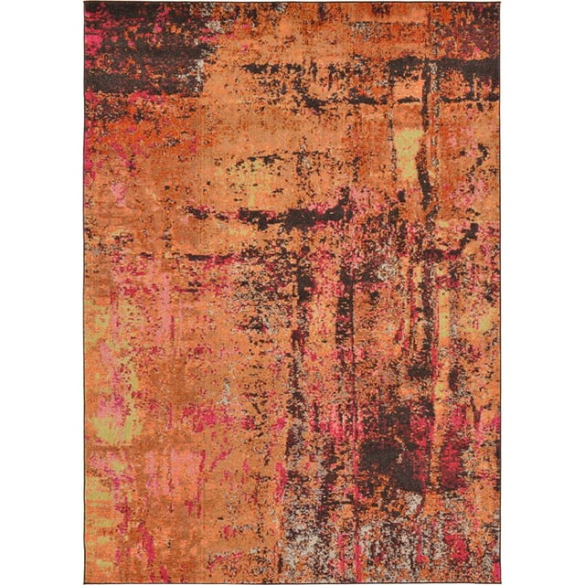 Unique Loom Estrella Dark Colors Area Rug 7' x 10' Rectangle Orange/Beige
