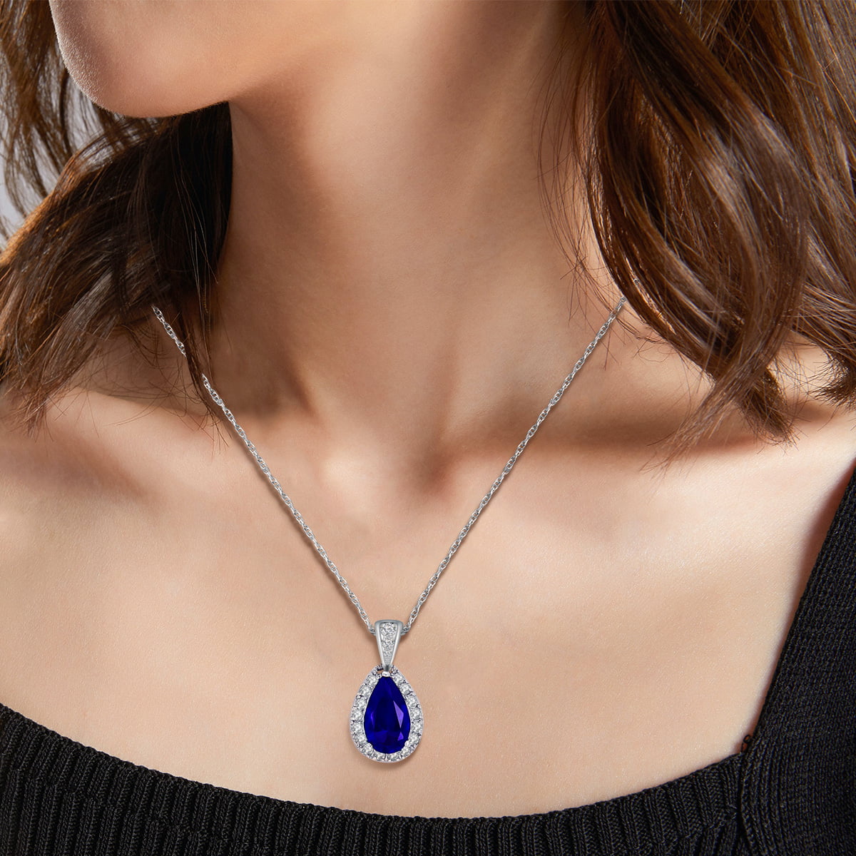 Suzy Levian Sterling Silver Blue Sapphire Solitaire Necklace – SUZY LEVIAN  NEW YORK