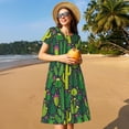 thumbnail image 4 of Saiise Cactus 1 Motif Robes d'Été pour Femmes T-Shirt Décontracté Manches Courtes Robe de Plage avec Poches, 4 of 6