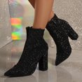 thumbnail image 5 of Mepaouo Women's Glitter Ankle Booties Rhinestone Sequin Heel Chelsea Sock Dress Boots, 5 of 8