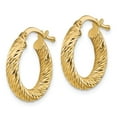 thumbnail image 6 of 14K Yellow Gold 3X10 Diamond-Cut Round Hoop Earrings, 6 of 7