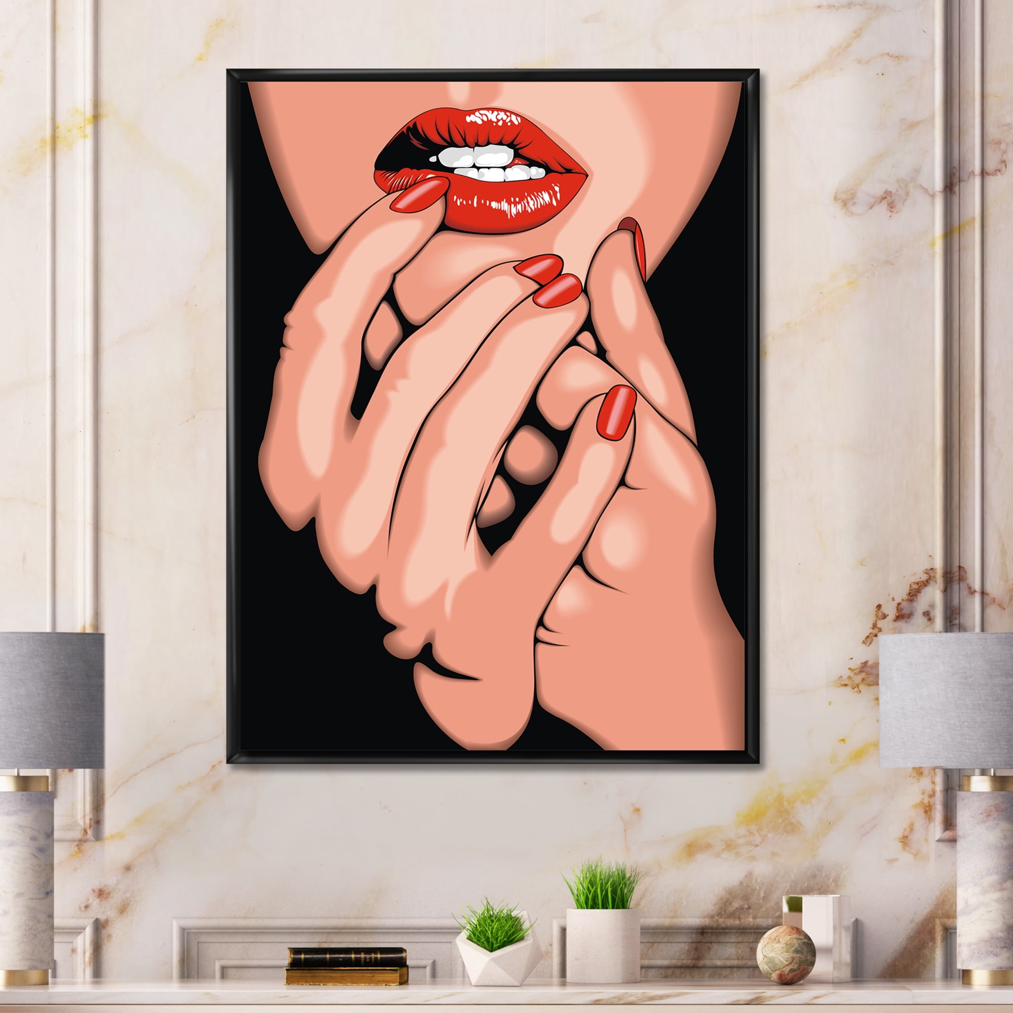 Designart 'Portrai Of A Young Modern Girl' Modern Framed Canvas Wall Art Print