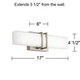 thumbnail image 1 of Possini Euro Design Exeter Modern Art Deco Wall Mount Light LED Brushed Nickel Silver Metal 17" Wide Vanity Fixture Rectangular Silk Screened Glass Shade Decor for Bathroom Over Mirror House Home, 1 of 5