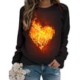 thumbnail image 5 of Penkiiy 3D Flame Printing Pullover for Women Women's Round Neck Flame Printed Loose Sweatshirt Long Sleeve Plunge Sleeve Top Sweatshirt, 5 of 6