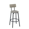 thumbnail image 6 of Noble House Round 3-Piece Bar Set, Pub Table with Shelf & 2 Upholstered Stools, Industrial Small Space Design, Grey, 6 of 12