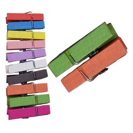 Picture Holders With Clips Photo Holder String with Cloth Pins Clips Set of 12 Cute Design Colored Decorative Photo Keeper Frame By Decor Hut (Colored) ()