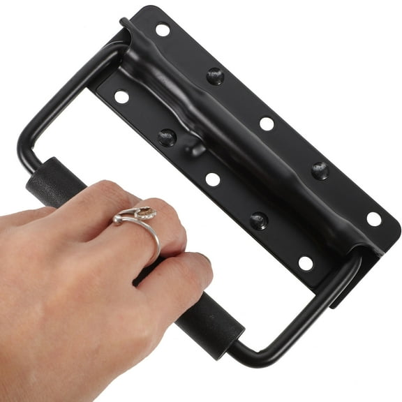 BESTOYARD 2Pcs Spring Loaded Black Metal Pull Handles Heavy Duty Carry Handle for Cabinets Tool Boxes