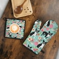 thumbnail image 5 of Green Boston Terrier and Flower Kitchen Oven Mitt and Pot Holder Sets 2 Pcs for Baking, Cooking and Grilling, Heat Resistant Up To 392 °F, 5 of 7